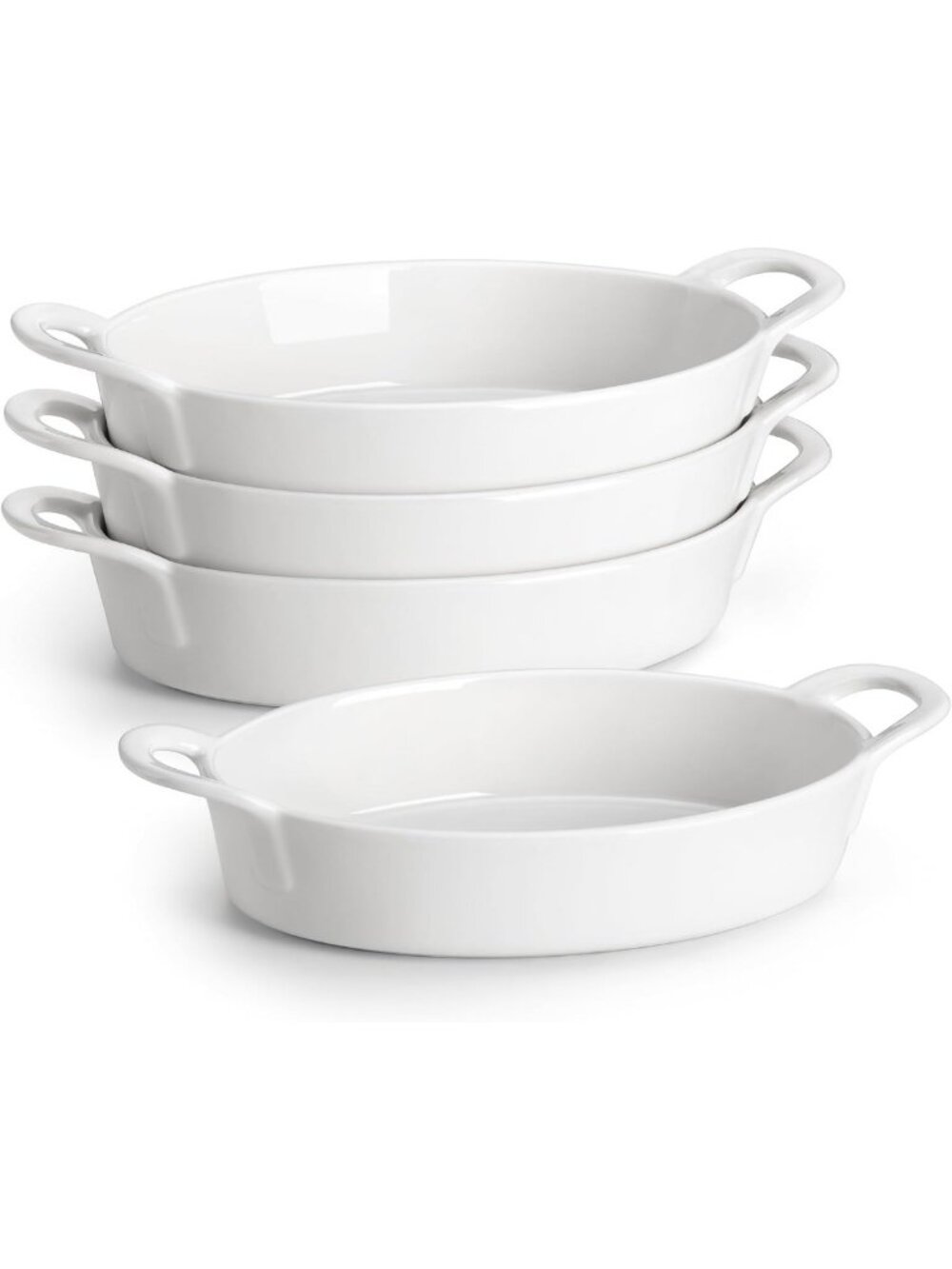 Ceramic Oval Casserole Baking Dishes Set of 4 - 8"x5" Au Gratin Pans with